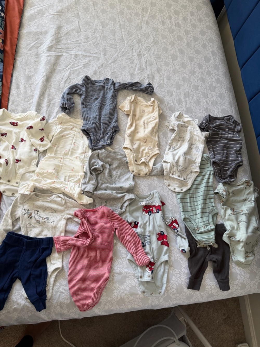 Mixed Neutral & Red Baby Onsies and pants Bundle